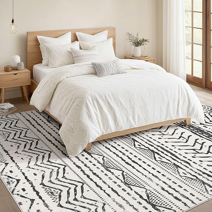 Nakagishi Area Rug Living Room Rugs: 6X9 Machine Washable Boho Large Neutral - Image 4