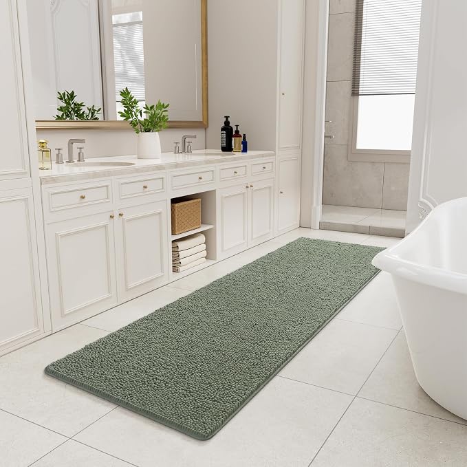 LOCHAS Luxury Bathroom Rug Shaggy Bath Mat 24 x 80 Inch, Washable Non Slip Bath - Image 7
