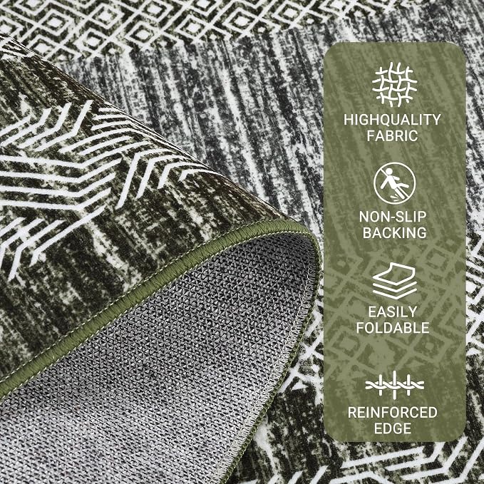 Washable 2.5x10 Kitchen Runner Rug, Easy Clean Geometri Rugs - Image 4