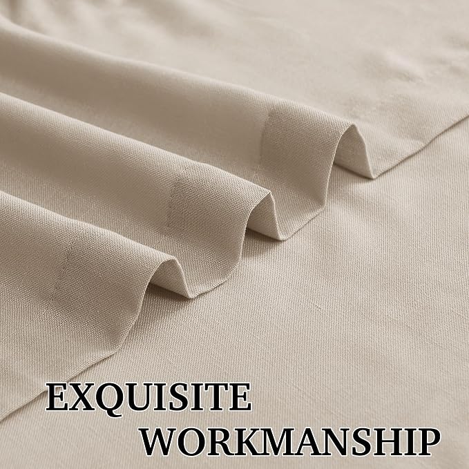 RYB HOME Semi Sheer Curtains 84 inches 2 Panels Set, Faux Linen Texture Light - Image 6