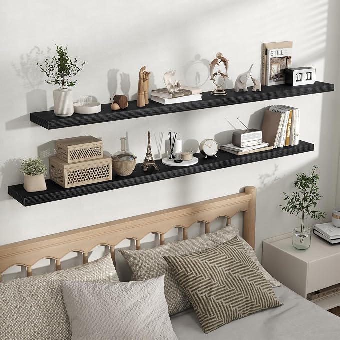 Fun Memories Floating Shelves for Wall, Rustic Wood Wall Mounted Shelves for - Image 5