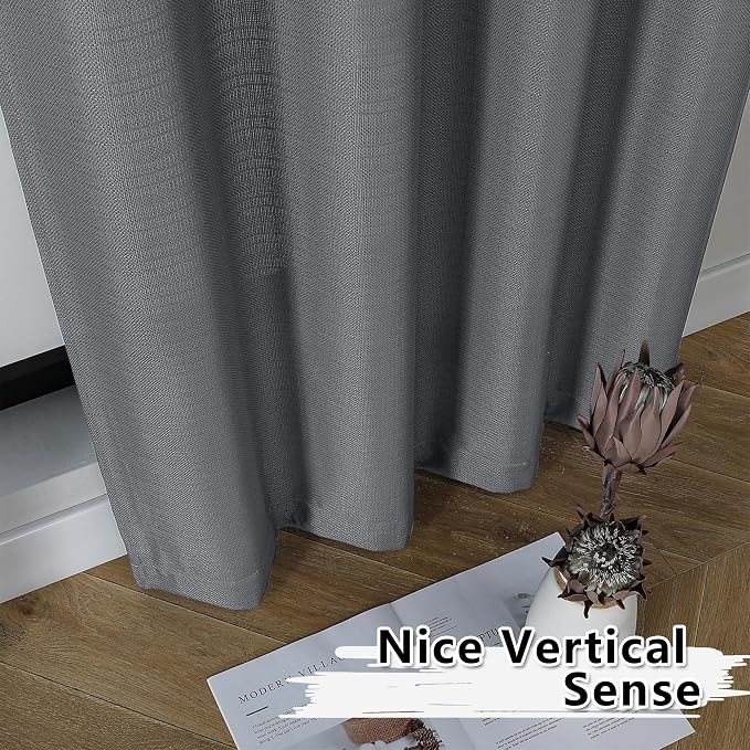 Gwine Dark Grey Valance Curtain, Light Filtering Faux Linen Textured Valance - Image 7