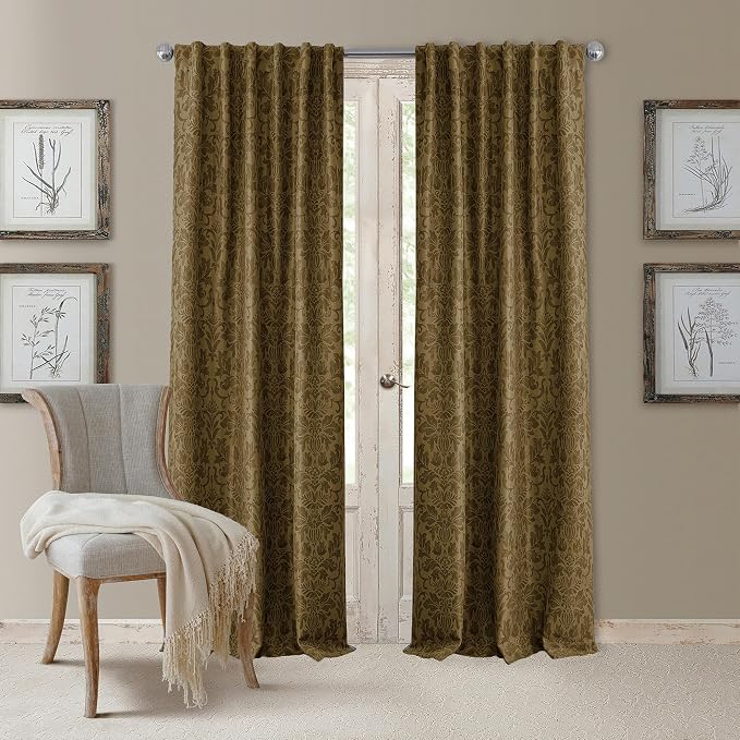 Elrene Home Fashions Antonia Floral Damask Blackout Single Window Curtain Panel by ElreneHomeFashions