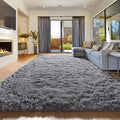 Amdrebio Grey Modern Large Living Room Rugs 6x9, Fluffy Area Rug by Amdrebio