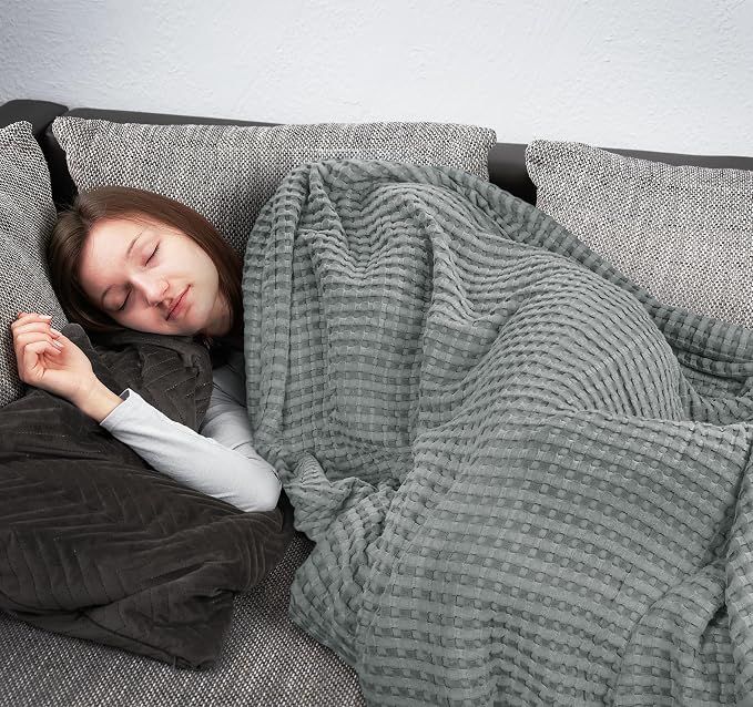 Utopia Bedding Cool Grey 100% Cotton Waffle Blanket 300 GSM Soft Lightweight - Image 5
