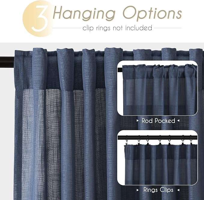 Navy Blue Curtains 86 inch Length - Image 3