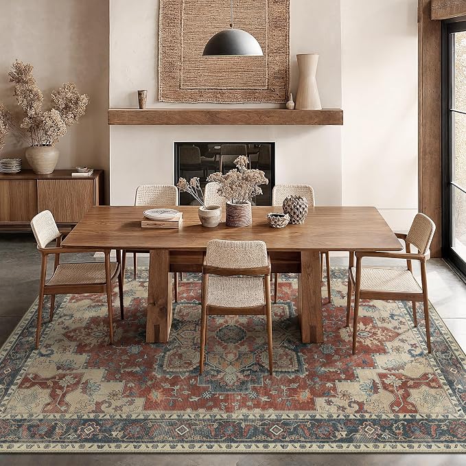 GENIMO 10x14 Area Rugs for Living Room, Machine Washable Non Slip Vintage Rugs - Image 2