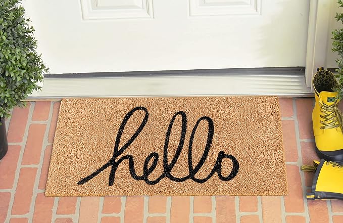 LuxUrux Hello Door Mat Outdoor Coco Coir Doormat, - Image 9