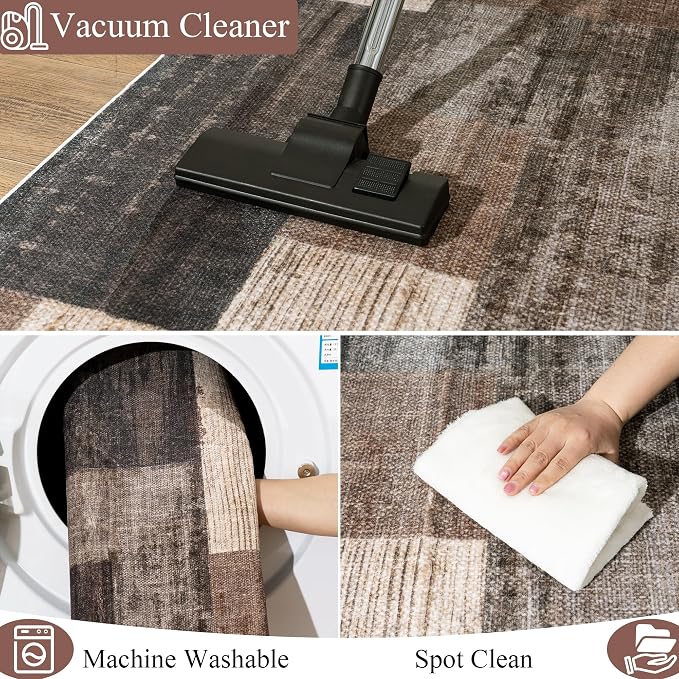 Modern Geometric Patchwork Indoor Area Rug - Image 9