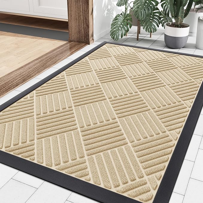 Smiry Front Door Mat Outside Entrance, Heavy Duty Outdoor Indoor Natural Rubber by Smiry