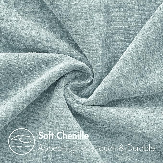 MIULEE Pack of 2 Light Blue Throw Pillow Covers 12x20 Inch Soft Chenille Lumbar - Image 2