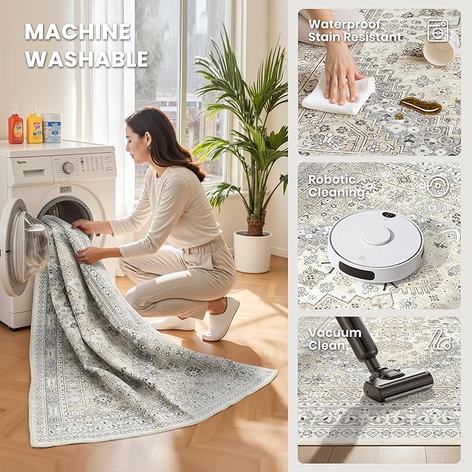 zesthome 8x12 Area Rugs, Stain Resistant Washable Rug, Ultra-Thin Rugs - Image 5