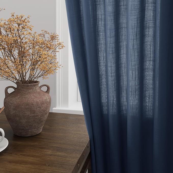 Denim Blue Linen Curtains 72 Inch Length - Image 4