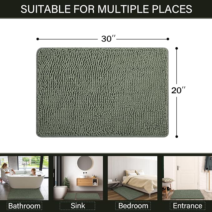 LOCHAS Luxury Bathroom Rug Shaggy Bath Mat 20 x 30 Inch, Washable Non Slip Bath - Image 2