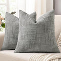decorUhome Neutral Grey Chenille Throw Pillow Covers 20x20 Set of 2 Textured by decorUhome