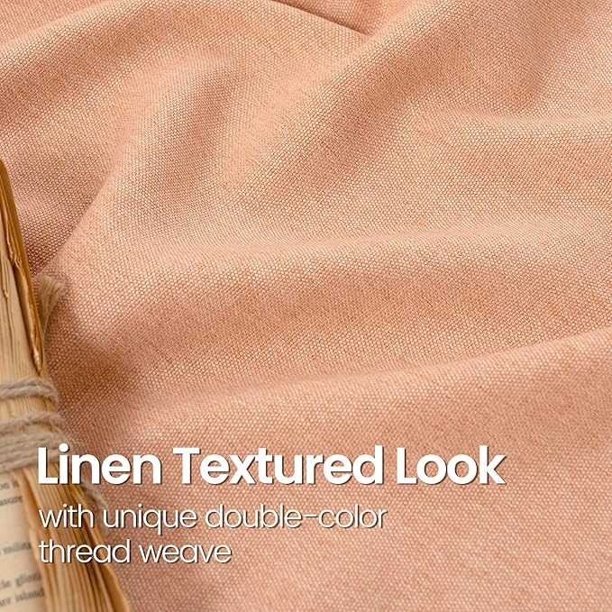 BGment Peach Linen Curtains 80 Inch Length - Image 3
