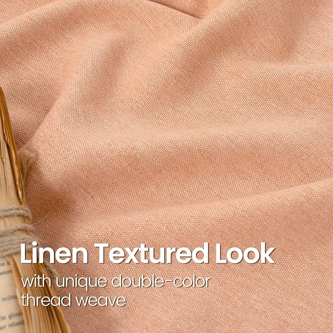 BGment Peach Linen Curtains 63 Inch Length No See Through - Image 3