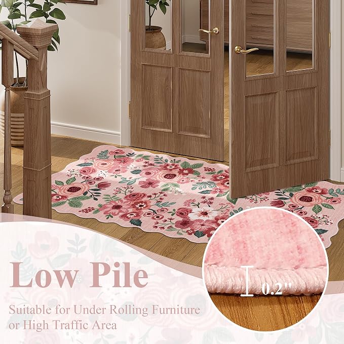 DUKINO 6x9 Area Rug, Floral Washable Rugs - Image 9