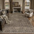 10x14 Washable Area Rug for Living Room Bedroom Vintage Brown Non Slip Carpet by WondRg