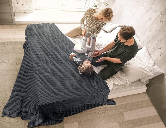 Utopia Bedding Charcoal 100% Cotton Waffle Blanket 300 GSM Soft Lightweight - Image 7