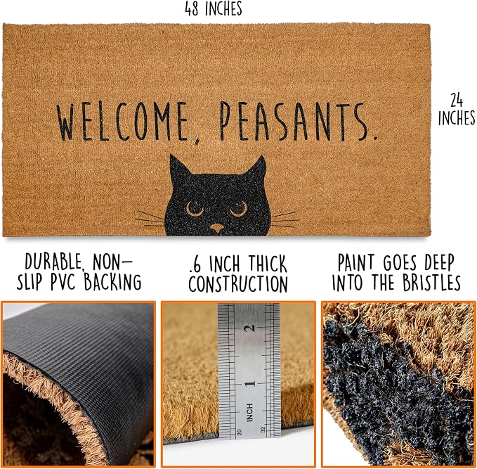 MAINEVENT Welcome Peasants Door Mat Large 48x24 Inch, Go Away Peasants Cat Door - Image 3