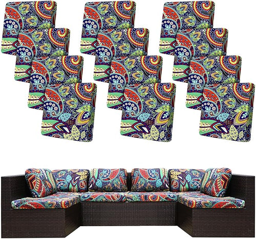 12 Pcs Stretch Patio Cushion Covers, Outdoor Couch Covers Replacement, Outdoor by BIETYONE
