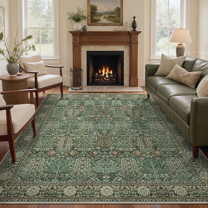 Bavni Washable Rugs 8x10-Machine Washable Rug Lightweight Low Pile, Vintage by BAVNI