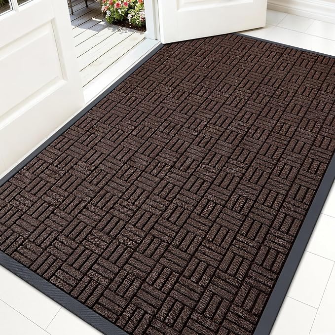 OLANLY Front Door Mat Outside Entrance 59x34, Heavy Duty Sturdy Natural Rubber by OLANLY
