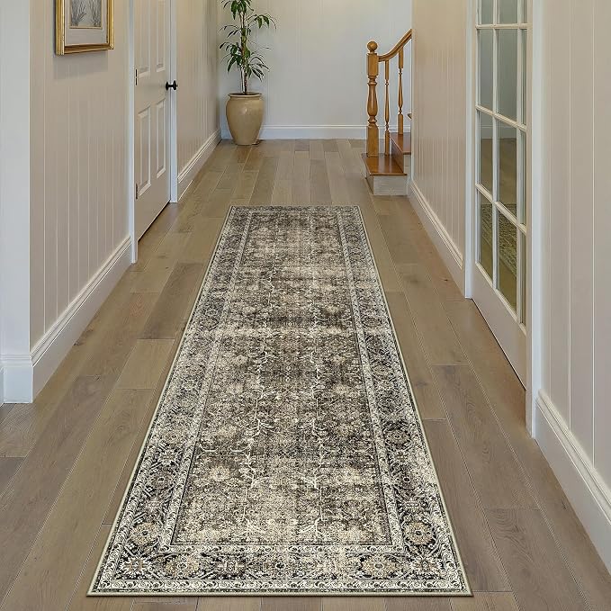 PureCozy Brown Runner Rug 3x7 Vintage Area Carpet Hallway Long Indoor Kitchen - Image 5