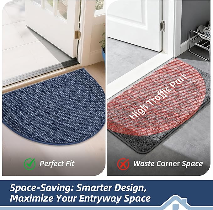 BEQHAUSE Dirt Trapper Door Mat 32" x 48" Half Circle Non-Slip Washable Doormats - Image 6