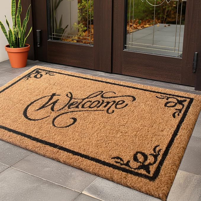 Extra Large Coir Door Mat 3x5 Ft – “Welcome” Front Door Mat – Durable Coconut by LuxUrux