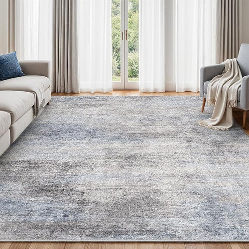 10x12 Washable Area Rug for Bedroom: Modern Low-Pile Texture Carpets - Image 2