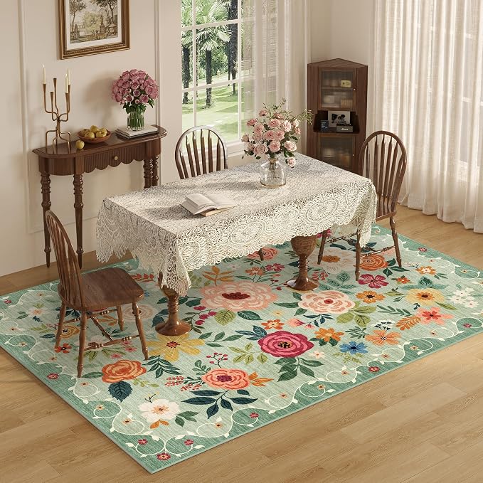 DUKINO 6x9 Area Rug, Floral Rugs - Image 3