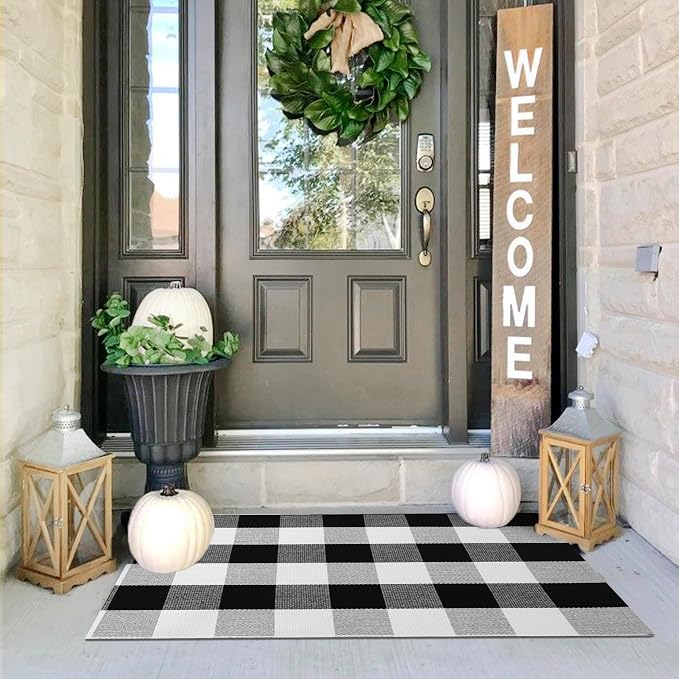 IOHOUZE Buffalo Plaid Checkered Rug 2x3 Ft Front Door Mats, Washable Area Rugs by iOhouze