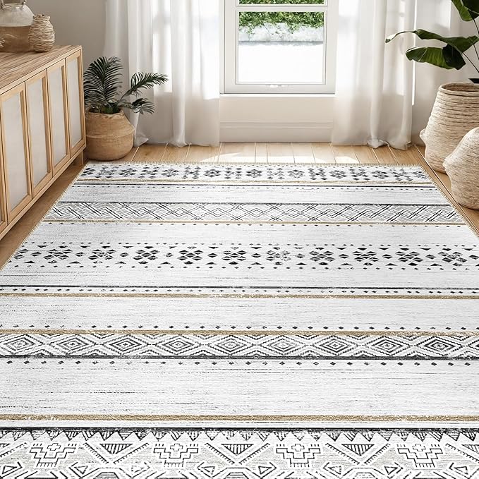 BESTSWEETIE 5x7 Area Rugs for Living Room Washable Moroccan Farmhouse Neutral by BESTSWEETIE