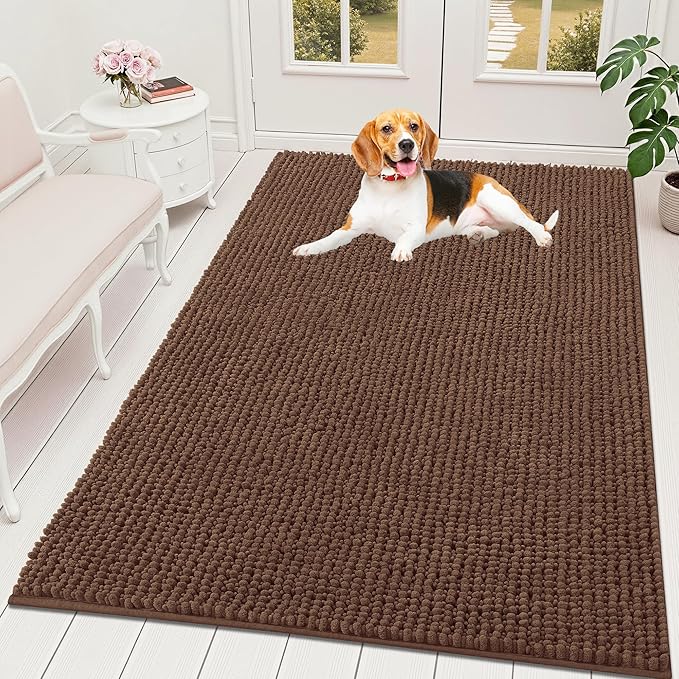 OLANLY Dog Door Mat for Muddy Paws 59x35, Ultra Absorbent Chenille Mud Doormat by OLANLY
