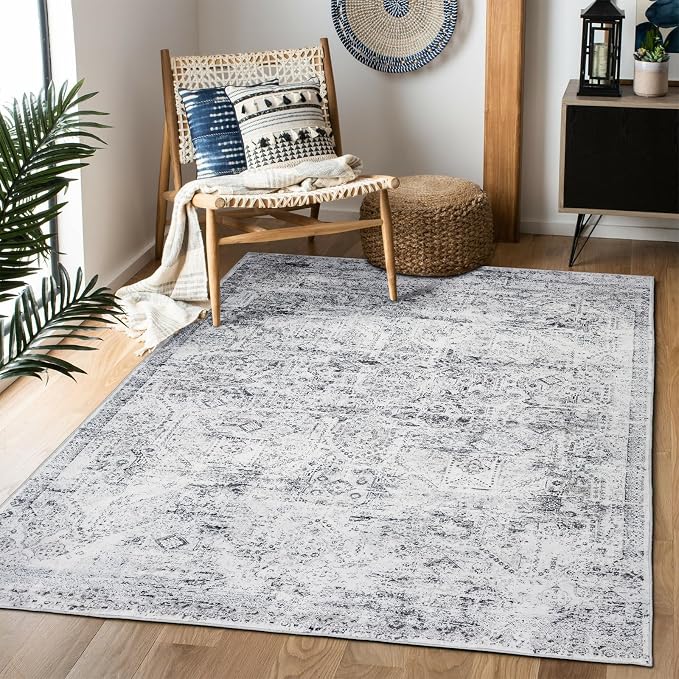 Area Rug 6×9, Large Vintage Boho Rug, Ultra-Soft Low Pile, Non Slip, Stain - Image 7
