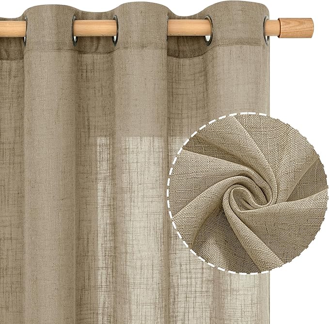 LAMIT Sheer Linen Curtains 48 Inches Length - Image 2