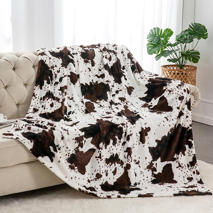 BEDELITE Cow Print Throw Blanket Twin Size by BEDELITE