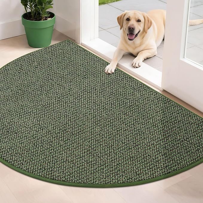 BEQHAUSE Dirt Trapper Door Mat 32" x 48" Half Circle Non-Slip Washable Doormats by BEQHAUSE