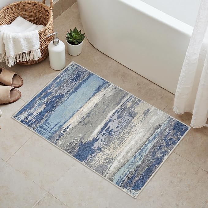 GENIMO 2X3 Washable Modern Doormat, Non-Slip Low Pile Chenille Area Rug - Image 3