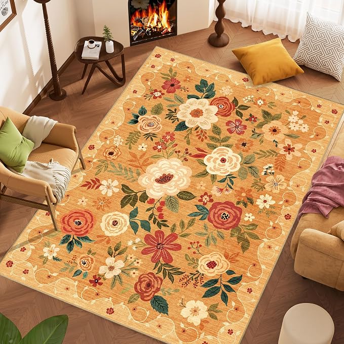 DUKINO 6x9 Area Rug, Floral Rugs - Image 2