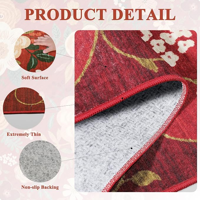 DUKINO 3x5 Area Rug, Floral Rugs - Image 5
