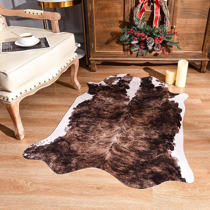 Easycozy Faux Cowhide Large Cow Print 3 x 4 Feet Thickened Elastic Rug - Image 4