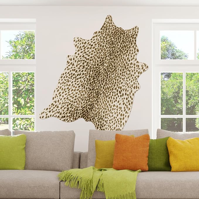Leopard Print Rug, Animal Print 6.2x7 Feet Cowhide Rug - Image 4