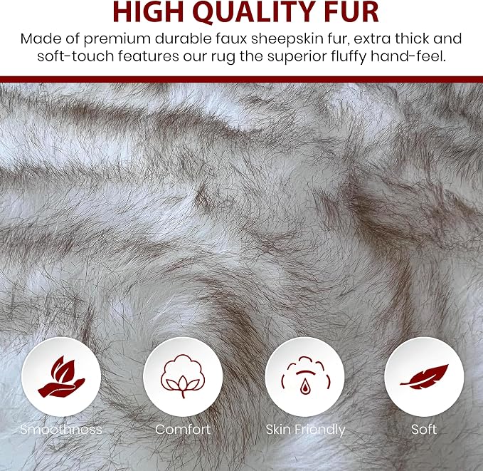 Free Shape Luxury Soft Fluffy Shag Area Rug Sexto 6 Pelts 6'x6', 180x180 cm - Image 2