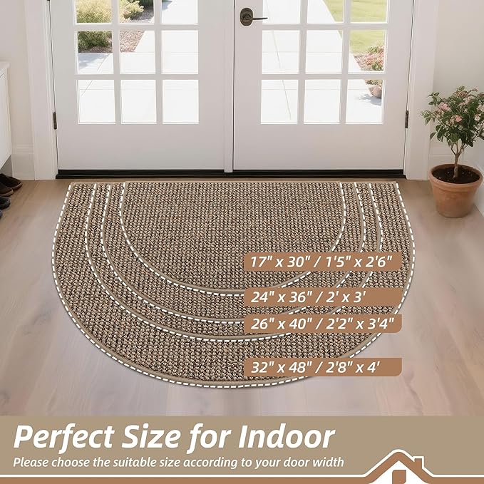 BEQHAUSE Dirt Trapper Door Mat 32" x 48" Half Circle Non-Slip Washable Doormats - Image 2