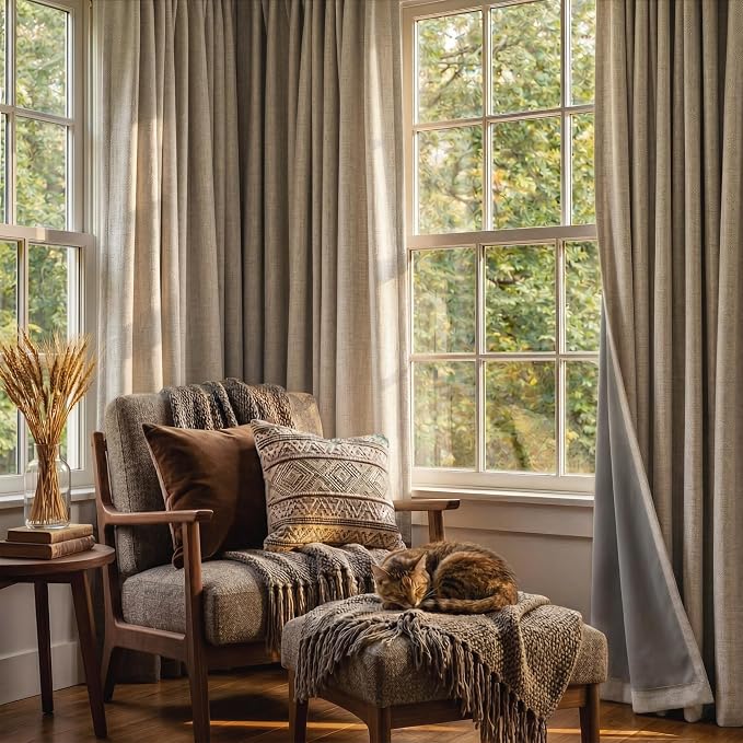 RYB HOME Polyester Textured 100% Blackout Curtains - Image 5