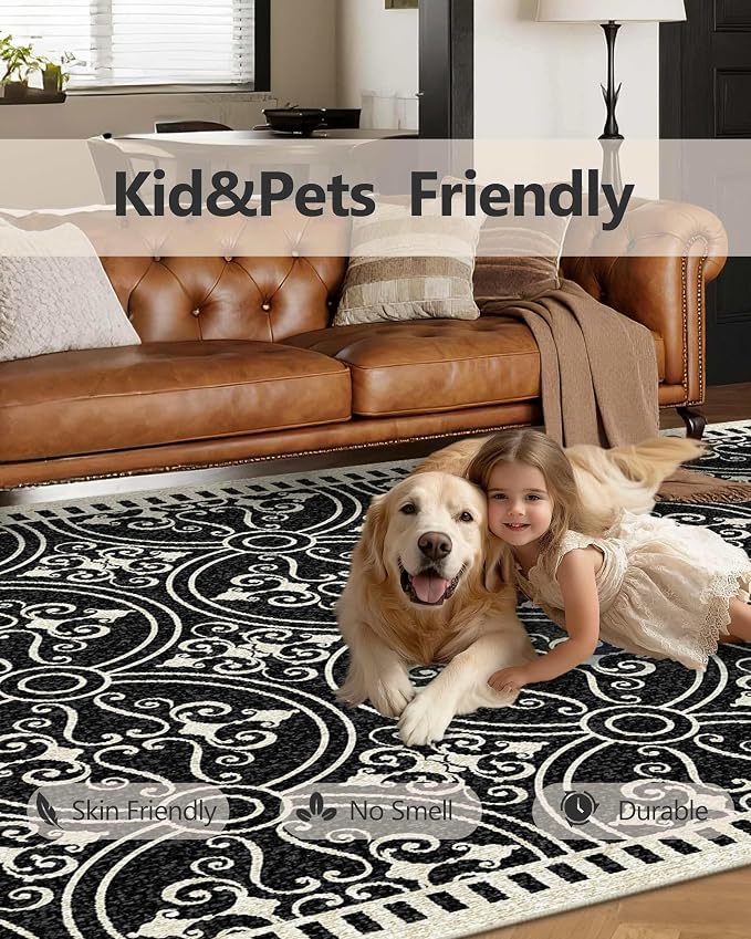 Latte&Fog 6x9 Area Rugs for Living Room Bedroom, Large Vintage Washable Rug - Image 8