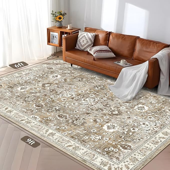LOKHOM Living Room Area Rug 6x9, Non-Slip Vintage Soft Bedroom Rug - Image 2